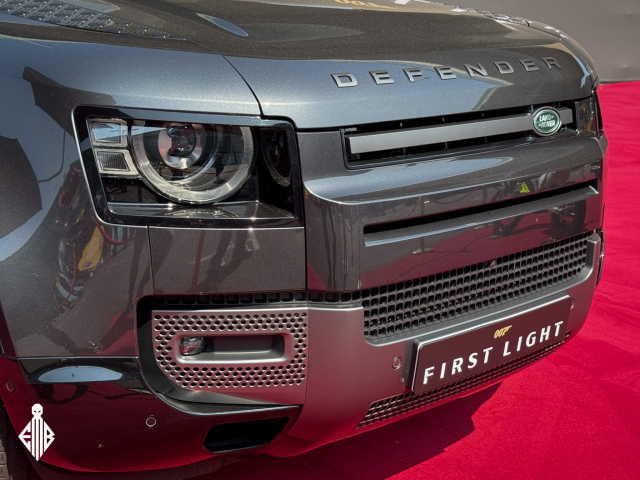 The Land Rover Defender 110 on display at the 007: First Light booth by IO Interactive during Gamescom 2025
