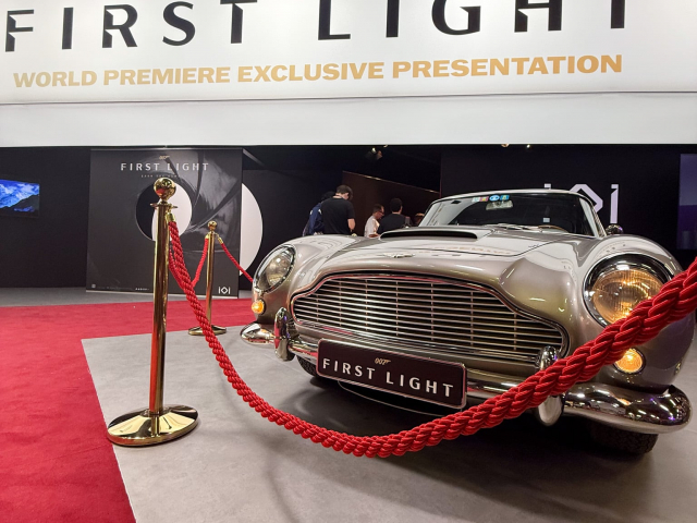 Aston Martin DB5 on display at the 007: First Light booth by IO Interactive during Gamescom 2025