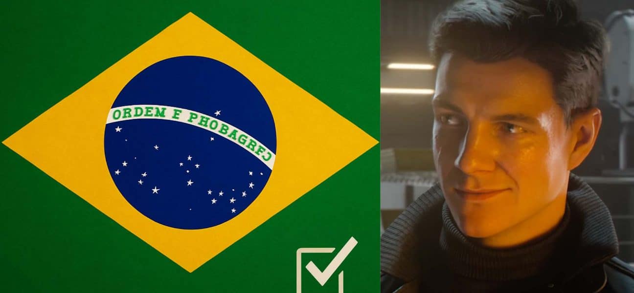 IO Interactive confirms Brazilian Portuguese text localization for 007: First Light, launching March 27, 2026. Image shows a Brazilian flag and James Bond grinning