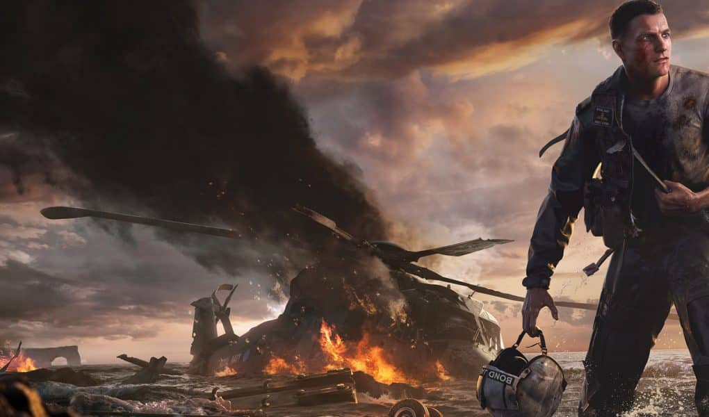 Game Informer cover key art for 007: First Light showing James Bond standing beside the wreckage of a Royal Navy Merlin helicopter on an Icelandic coastline, with fire, debris, and stormy conditions emphasizing the aftermath of the Iceland Incident.