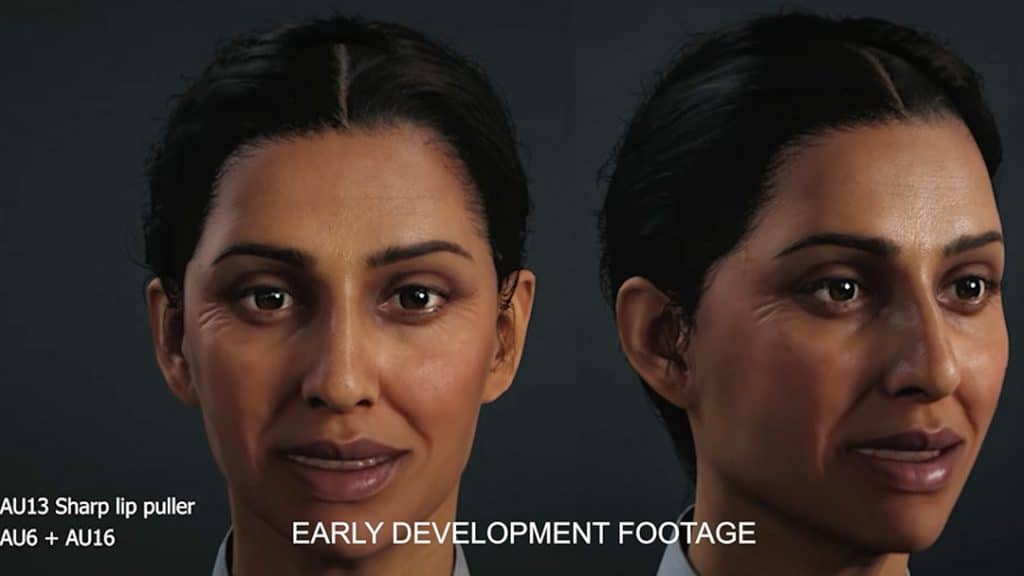 Photogrammetry reference of Priyanga Burford used to create M in 007 First Light, shown in the Beyond the Light Episode 2 dev diary.